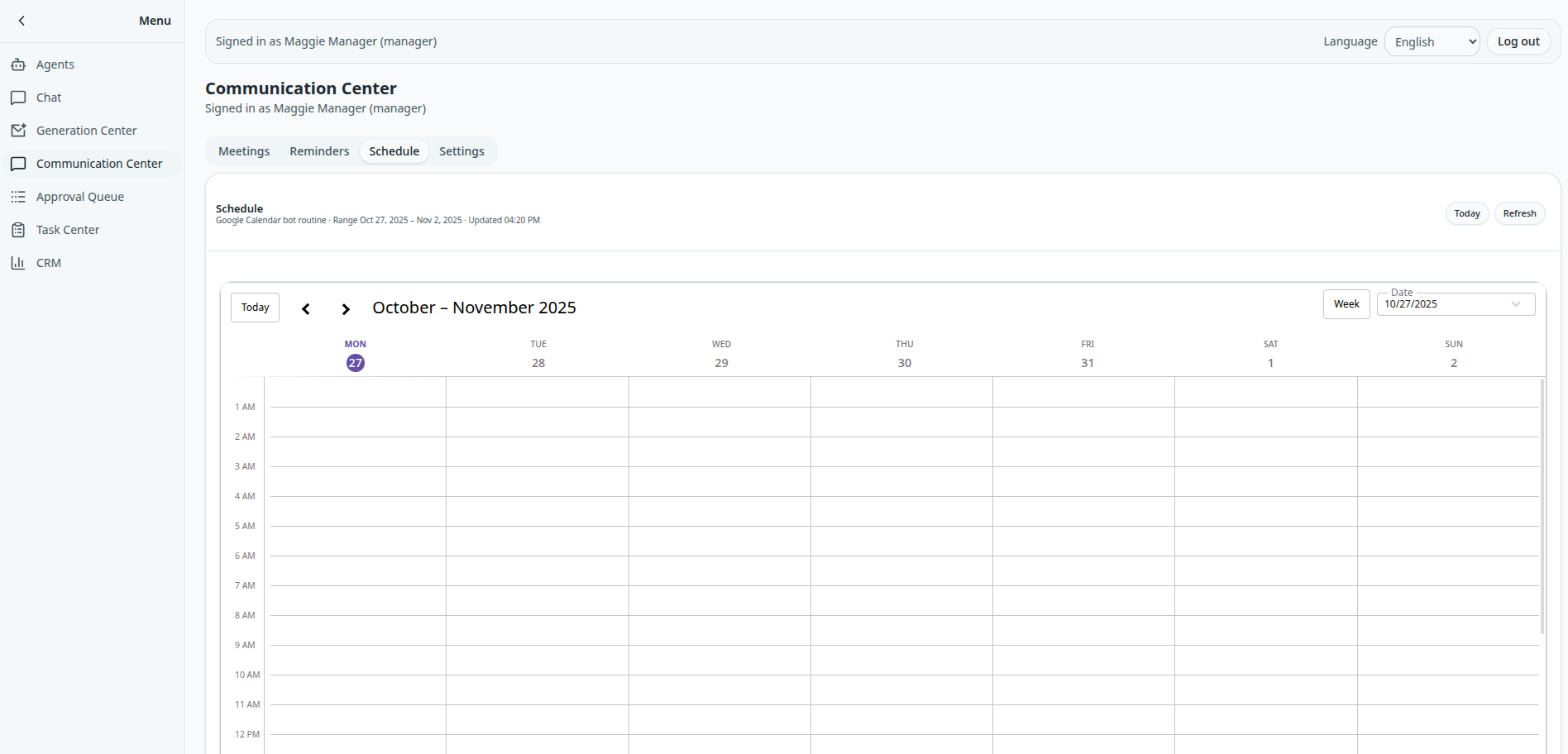 TMA Solutions Team Scheduling with Communication Center